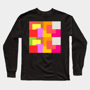 Bright colors abstract overlapping squares tiles pattern Long Sleeve T-Shirt